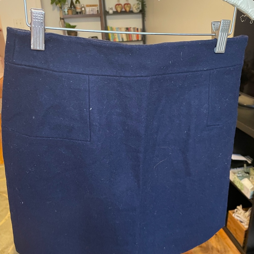 J. Crew Navy Wool Mini Skirt